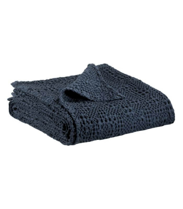 Jeté de canapé/ Couvre-lit 100% coton TANA Bleu Marine