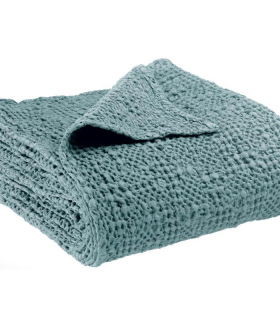Jeté de canapé/ Couvre-lit 100% coton TANA Bleu Alizé