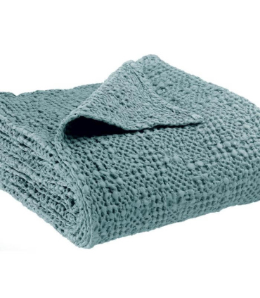 Jeté de canapé/ Couvre-lit 100% coton TANA Bleu Alizé