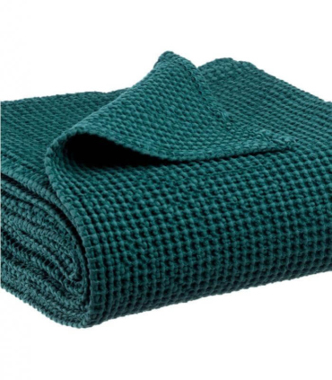 Jeté de canapé/ Couvre-lit 100% coton lavé Vert Topaze 240 X 260 cm