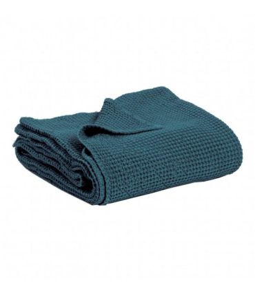 Jeté de canapé/ Couvre-lit 100% coton lavé Bleu Outremer 240 X 260 cm