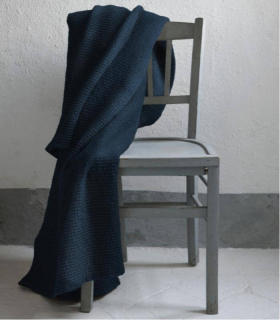 Jeté de canapé/ Couvre-lit 100% coton lavé Bleu Marine 240 X 260 cm