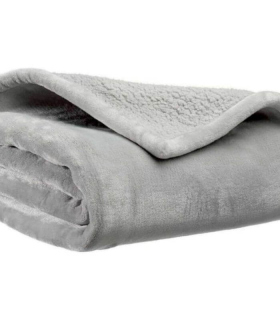 Plaid Cocooning Effet Mouton Gris Perle