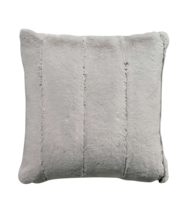 Coussin Fausse Fourrure Uni Gris 45 X 45 cm