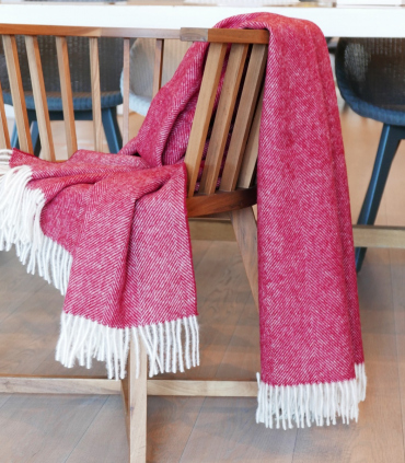 Plaid Laine Chevrons Rouge 140X185 cm