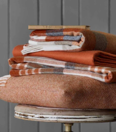 Plaid Laine Mérinos Melbourne Orange - 140 X185 cm