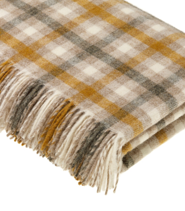 Plaid Ecossais Jaune et Gris - Collection Country 140 X 185 cm
