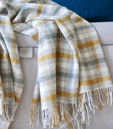 Plaid Ecossais Jaune et Gris - Collection Country 140 X 185 cm