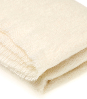 Plaid Mohair Blanc Cassé Naturel Luxe 140 X 180 cm