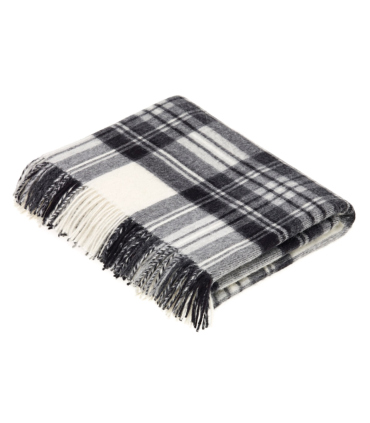 Plaid Ecossais Dress Stewart Gris Laine Mérinos 140X185cm
