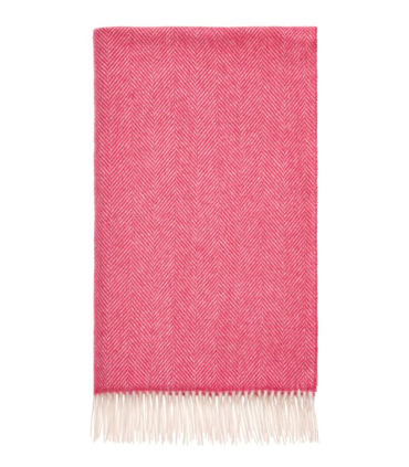 Plaid Laine Mérinos Chevrons Rose 140 X 185 cm