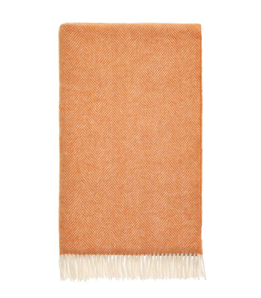 Plaid Laine Mérinos Chevrons Orange