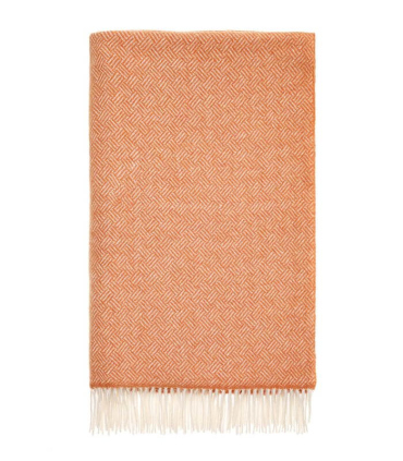 Plaid 100% Laine Mérinos Orange Safran