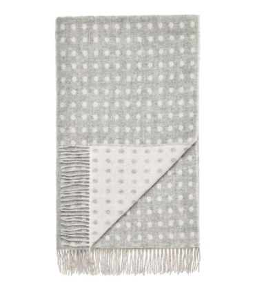 Plaid Mérinos Gris à Pois