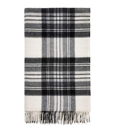 Plaid Ecossais Dress Stewart Gris Laine Mérinos 140X185cm