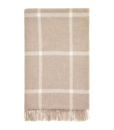 Plaid Laine Mérinos Carreaux Beige