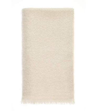 Plaid Mohair Blanc Cassé Naturel Luxe 140 X 180 cm