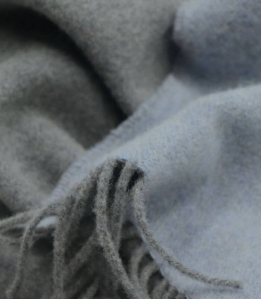 Plaid Cachemire Reversible Bleu et Gris 150 x 120 cm - Collection VENICE