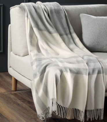 Plaid Cachemire à Carreaux Écru 130 X 170 cm - Collection VENICE