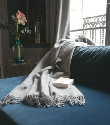 Plaid Pure Laine Gris Wafer 150 X 183 cm