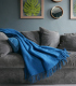 Plaid Pure Laine Bleu Wafer 150 X 183 cm