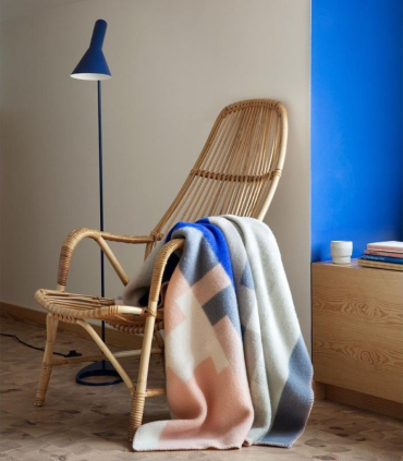 Plaid Pure Laine Bergstaden Rose et Bleu 135 X 200 cm