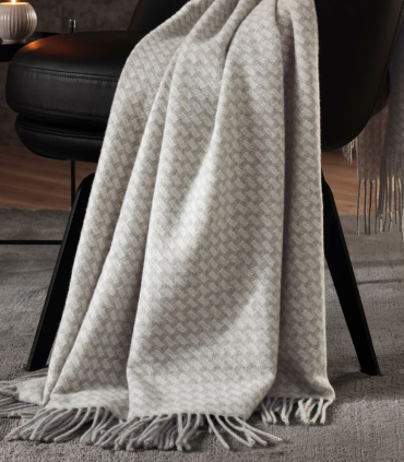 Plaid Cachemire Gris Clair 130 X 170 cm - Collection CORTINA