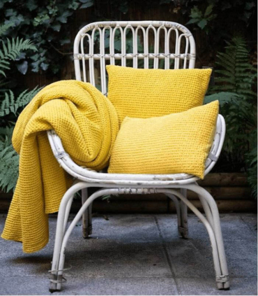 Jeté de canapé/ Couvre-lit 100% coton lavé Jaune 240 X 260 cm