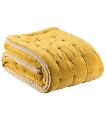 Chemin de lit Velours ELISE Jaune Maïs 90 X 240 cm