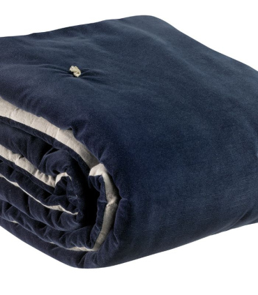Plaid Noué Velours ELISE Bleu Marine Cobalt 140 X 200 cm
