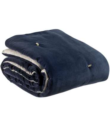 Plaid Noué Velours ELISE Bleu Marine Cobalt 140 X 200 cm