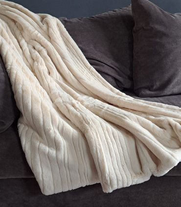 Plaid Fausse Fourrure Blanc Ivoire 140 X 180cm