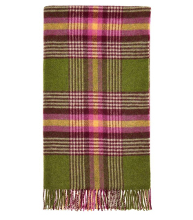 Plaid Laine Ecossais Vert et Rose 140 X 185 cm