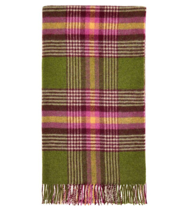 Plaid Laine Ecossais Vert et Rose 140 X 185 cm