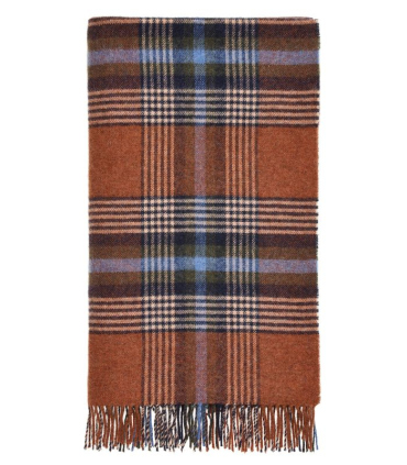 Plaid Laine Ecossais Orangé foncé et Bleu Christchurch Tweedmill