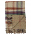 Plaid Laine Écossais Réversible Luxe Beige et Bordeaux 140 X 190 cm