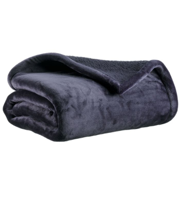 Plaid Cocooning Effet Mouton Bleu Marine - Choix de tailles