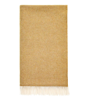 Plaid 100% Laine Mérinos Jaune Gold 140 X 185 cm