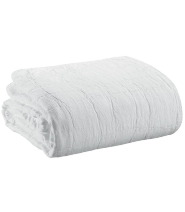 Jeté de canapé/ Couvre-lit 100% coton TITOU Blanc - Choix de tailles