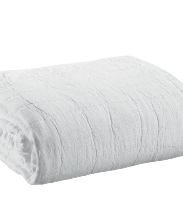 Jeté de canapé/ Couvre-lit 100% coton TITOU Blanc - Choix de tailles