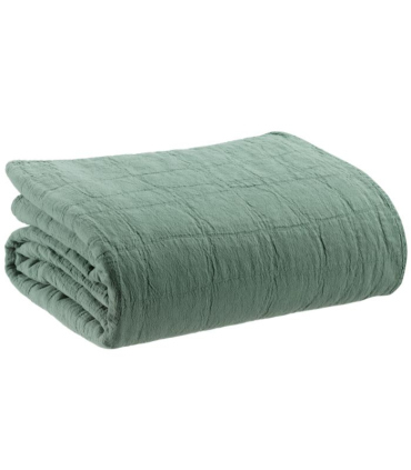 Jeté de canapé/ Couvre-lit 100% coton TITOU Vert de Gris - Choix de tailles