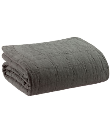 Jeté de canapé/ Couvre-lit 100% coton TITOU Gris Carbone - Choix de tailles