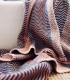 Plaid Pure Laine FRI Rose, Bleu et Brun 150 X 200 cm