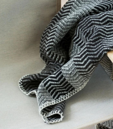 Plaid Pure Laine FRI Noir et Gris 150 X 200 cm