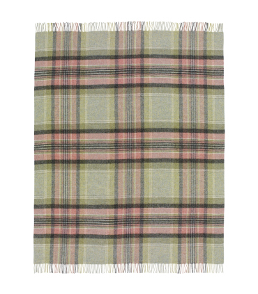 Plaid Laine Ecossais Kintyre Vert et Rose 140 X 185 cm