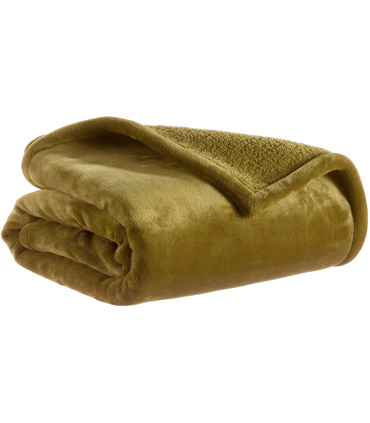 Plaid Cocooning Effet Mouton Vert Romarin - Choix de tailles