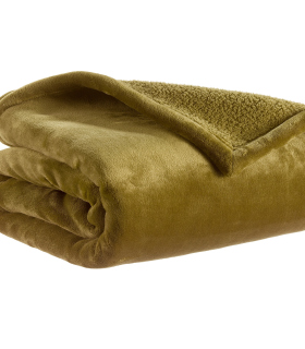 Plaid Cocooning Effet Mouton Vert Romarin - Choix de tailles