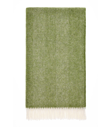 Plaid Laine Mérinos Chevrons Vert 140 X 185 cm