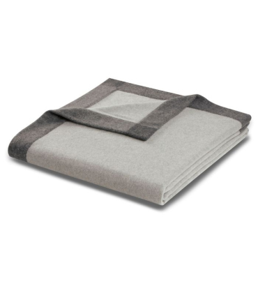 Plaid 100% Laine Gris Bordé 150 X 210 cm - Collection Prado