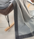 Plaid 100% Laine Gris Bordé 150 X 210 cm - Collection Prado